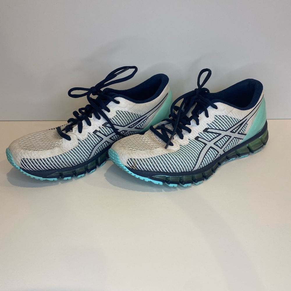 ASICS Gel-Quantum 360 White Blue Running Shoes T6G6N Sneakers Women’s Size 8.5